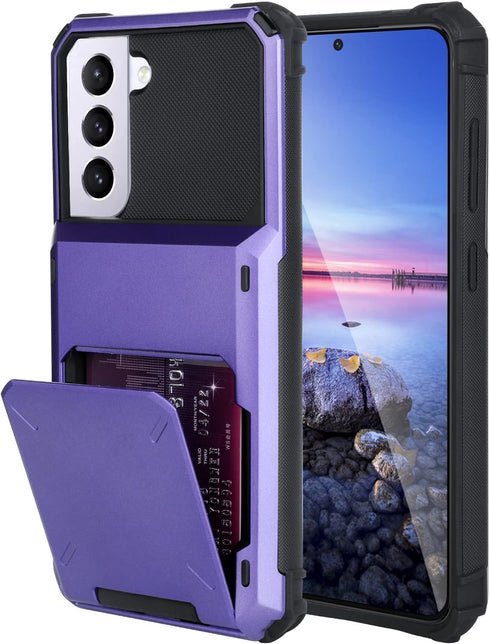 Wallet Case for Samsung Galaxy S22 with 4 Card Credit Card Holder Slot Shockproof Cover Hybrid Heavy Duty Protection Armor Phone Case Compatible w...