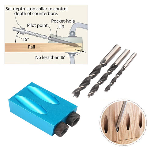 15Pcs Pocket Hole Jig, 15 Degree Dowel Drill Joinery Kit Hole Screw Jig with 6/8/10mm Drive Adapter for Woodworking Angle Drilling Holes, Angle Ca...