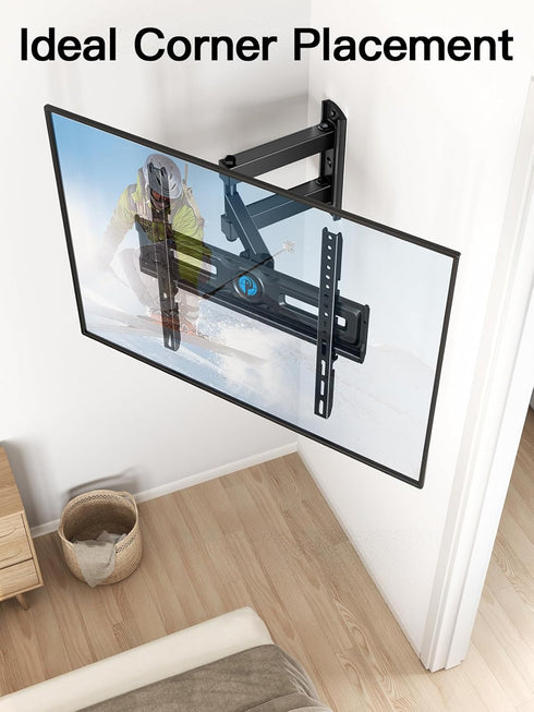 Pipishell Full Motion TV Wall Mount for Most 26-60 inch Flat & Curved TVs up to 77 lbs, Adjustable Bracket Height, Single Articulating Arm, Extens...
