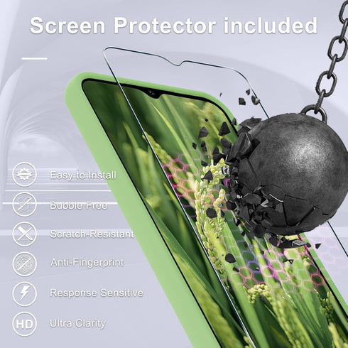 for Samsung Galaxy A15 5G Case, Silicone Phone Case with 1 Screen Protector, Soft Anti-Scratch Microfiber Lining, Full Body Shockproof Slim Cover,...