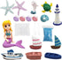 21 Pieces Miniature Garden Accessories, Blue Sand and Miniature Mermaid Dolphin Boat Steamship Figurines Decorations, Micro Beach Ocean Seaside Sc...