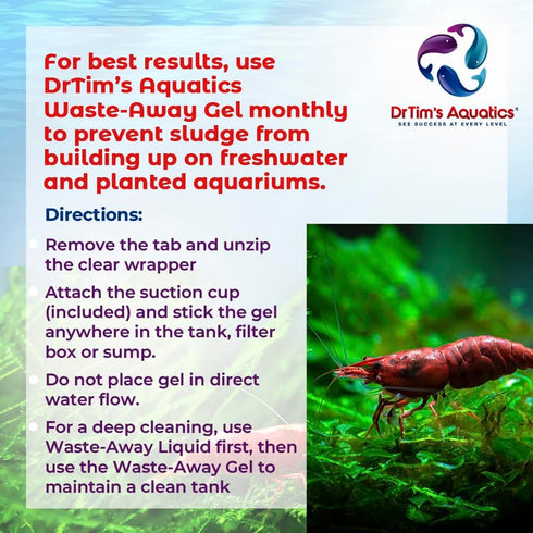 DrTim’s Aquatics Freshwater Waste-Away Time Release Leave-in Gel–Natural Cleaner for Shrimp Aquariums - Solution for Dissolving & Cleaning Organic...