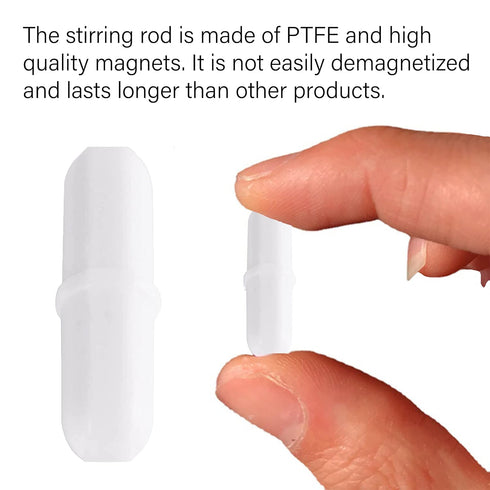 Magnetic Stir Bars,10 Pcs PTFE Magnetic Stirrer Mixer Stir Bar, 20 mm/ 0.8 Inch White Laboratory Stirrer Mixer Bar (10)...