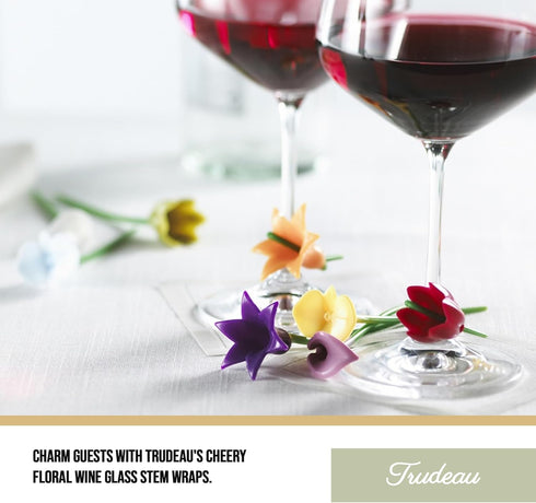 Trudeau Duo Tone Floral Wine Charms, Multicolor, Set of 12...