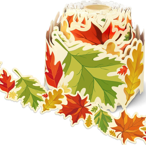 Fall Maple Leaf Border 68.9 Feet Bulletin Board Border Butterflies Flowers Bee Space Inspirational Cute Border for Classroom Bulletin Boards Chalk...