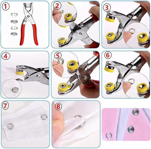 Minestylish 100 Sets Metal Snaps Buttons with Fastener Pliers Press Tool Kit Snaps for Sewing Perfect for DIY Crafts Clothes Hats and Sewing, Snap...