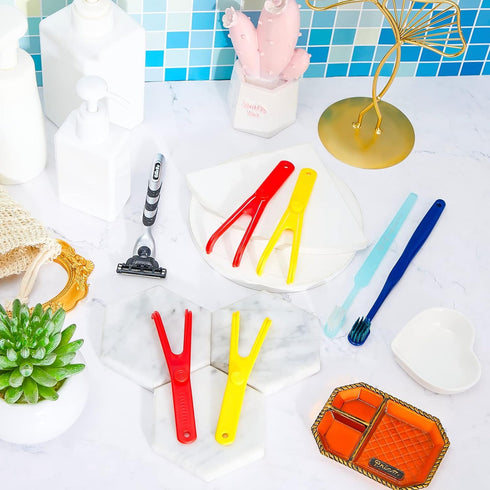 Chengu 4 Pieces Dental Floss Holder Reusable Flosser Reusable Floss Handle Holder Flossmate Handle for Oral Clearing (Red, Yellow)...