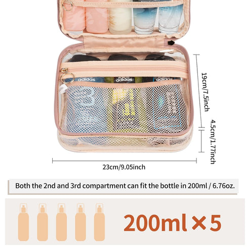 CUBETASTIC Clear Makeup Bag for Women, Transparent Cosmetic Organizer Case for Travelling, Hanging Toiletry Bag for Travel Essentials 3 Comparment...