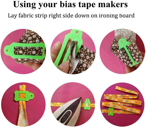 HONEYSEW 10pcs Multi-Sizes Folding Fabric and Biasing Strips Jelly Roll Sasher Tool Set with 40 pcs of Multi-Color Quilting Pins...
