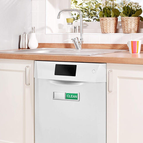 Cimkiz Dishwasher Magnet Clean Dirty Sign Shutter Only Changes When You Push It Non-Scratching Strong Magnet or 3M Adhesive Options Indicator Tells Whether Dishes Are Clean or Dirty (Silver)