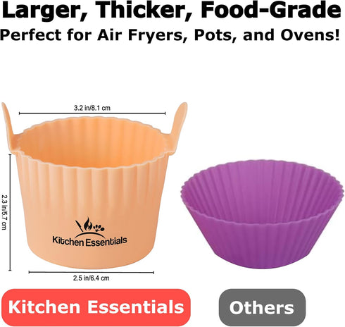 Air Fryer Baking Ramekins – Premium Food-Grade Silicone Mold Cups – Large Size, Easy Release Nonstick Bakeware Set, 4-Pack for Eggs, Muffins, Cupc...