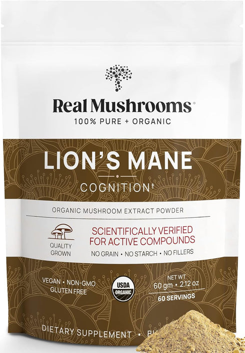 Lion’s Mane Powder - Organic Lions Mane Mushroom Extract with Immunomodulating Properties & Antioxidants - Vegan Mushroom Supplement, 60 Servings...