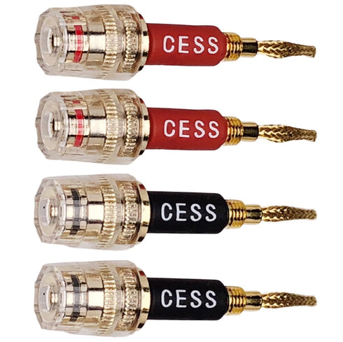 CESS-220 Pin Banana Plug to 4mm Female Banana Jack/Speaker Wire, 4 Pack (Braided-Type to 4mm)...
