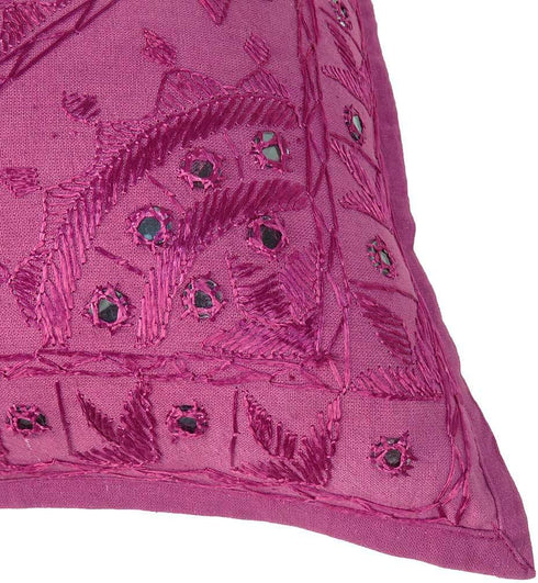 Eyes of India Embroidered Decorative Boho Throw Pillow Cover with Mirrors, Handmade Bohemian Accent Cushion Case for Sofa Couch Bedroom Living Roo...