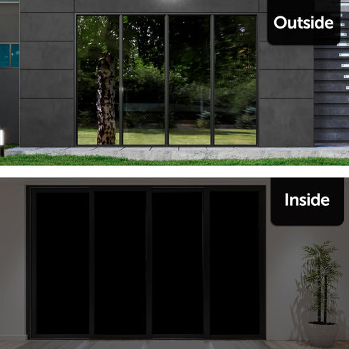 HIDBEA Mirror Blackout Window Film,100% Light Blocking Room Darkening Window Privacy Film,Mirror Glass Window Film Heat Control,Removable Window C...