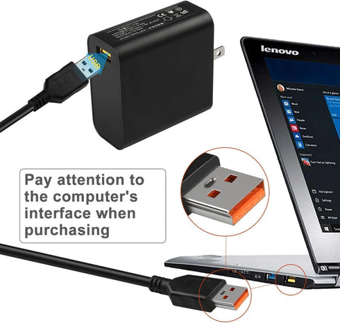 Replacement for 65W 20V 3.25A Charger Power Supply AC Adapter Yoga 4 Pro Yoga 3 Pro Yoga 900 Yoga 700 with USB Power Cable...