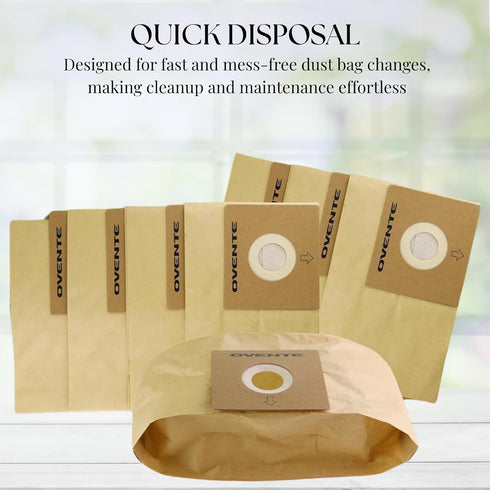 OVENTE Replacement Dust Bags for ST1600B, Compatible with Zing Canister Vacuum Series, Collect and Trap Dirt Efficiently, Compact Disposable Clean...