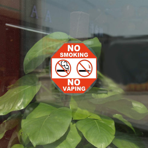 3 Set Warning Signs-No Smoking No vaping Sign Static Cling Decal Inside Outside Window 6 x 6 Inch Removable and Reusable...