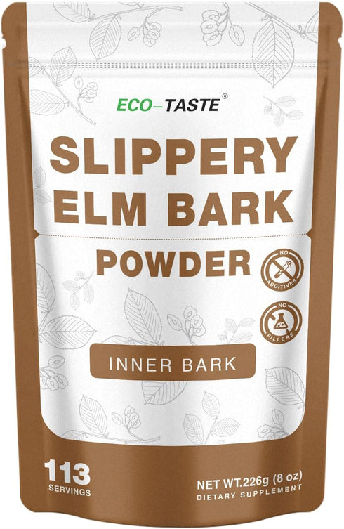 ECO-TASTE Slippery Elm Powder for Gut-Health, Pure Inner Slippery Bark Powder 2000mg per Serving, Vegetarian - 226 Grams...