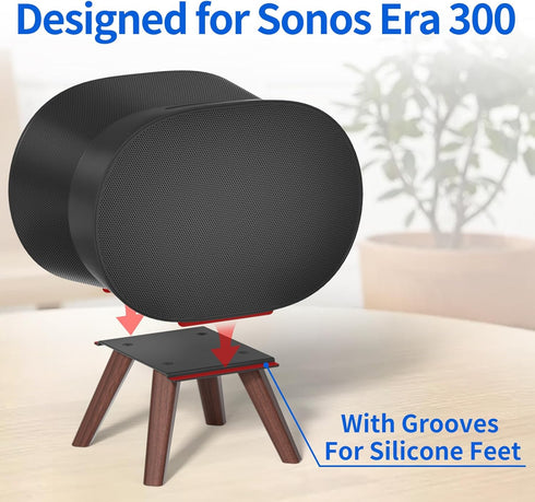 Wooden Table Stand for Sonos Era 300 Space Saving Desktop Speaker Stand Compatible with Sonos Era 300 Desk Stand Holder for Decorations, Black...