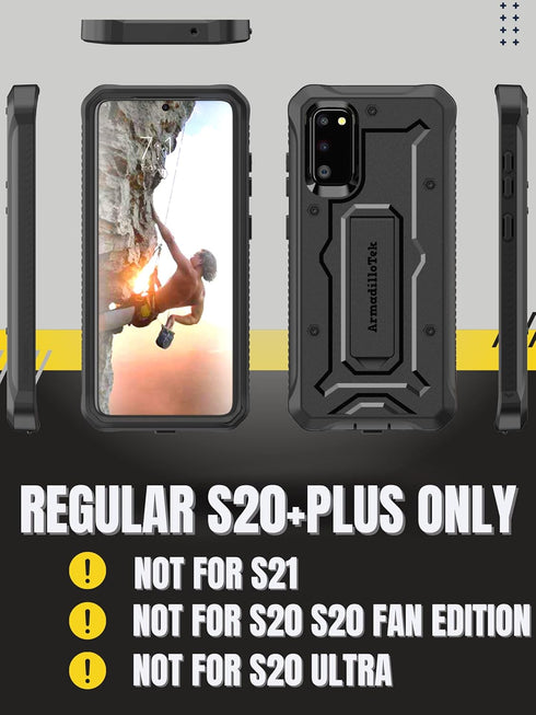ArmadilloTek Vanguard Case Designed for Samsung Galaxy S20+Plus (2020 Release) Military Grade Full-Body Rugged with Built-in Kickstand - Black...