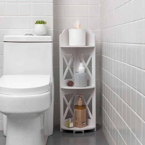 TuoxinEM Corner Shelves for Bathroom Storage, Waterproof Toilet Paper Holder Stand, White...