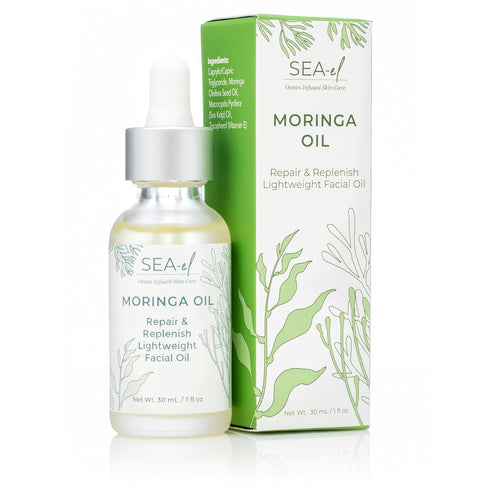 Moringa Seed Facial Oil Drops Super Moisturizing Antioxidant-Rich Glow with Sea Kelp & Vitamin E - Daily Face Primer & Replenishing Vegan Skincare...