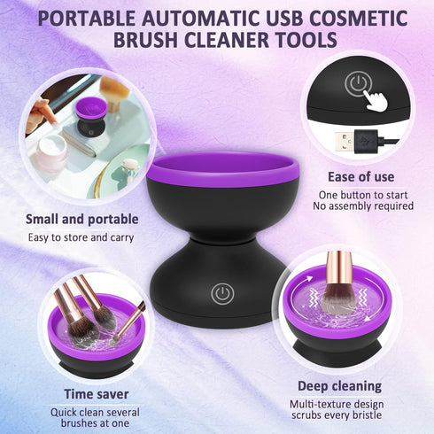 Electric Makeup Brush Cleaner Machine -Conforzy Portable Automatic USB Cosmetic Brushes Cleaner Cleanser Tool for All Size Beauty Makeup Brush Set...
