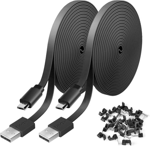 2 Pack 16.4FT Power Extension Cable Compatible with WyzeCam,WyzeCam Pan,WYZE Cam OG,KasaCam Indoor,NestCam Indoor,Blink,Amazon Cloud Cam,USB to Mi...