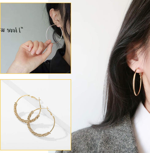 72PCS Earring Hoop Jewelry Making,URSMART Beading Hoop Earrings Finding Open Round Earring Hoops DIY Craft Supplies (30MM/40MM)...