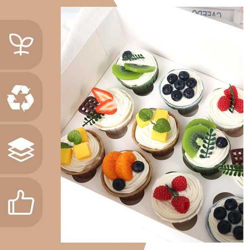 VGOODALL 3PCS White Cupcake Container, 12 Count with Window Boxes Holding 36 Pastry Box for Birthday Holiday Party Bakery Supplies...
