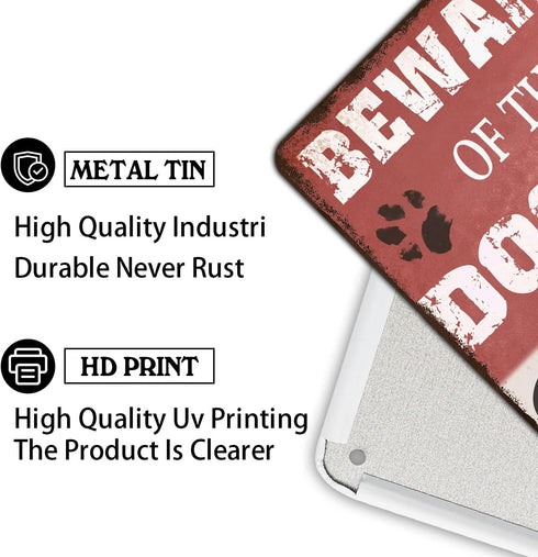 Beware of The Dog Tin Sign Funny Dog Warning Metal Signs Dog Signs for Yard Fence Guard Dog Sign Outdoor Decor 8x12 Inches...
