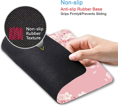 Cute Pink Mouse Pad, Floral Flowers Mouse Pad, Sakura Cherry Blossom Mousepad, Japanese Aesthetic Desk Decor, Anti Slip Rubber Base Mice pad for C...
