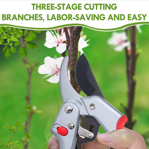Pruning shears, work 3 times easier, MUSTKING garden clippers (Adjustable - Upgraded version - Red)...