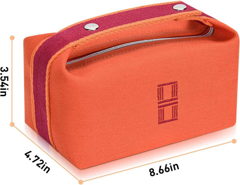 Fashion Makeup Bag for Women, Orange Red Canvas Make up Travel Bag, Hanging Cosmetic Bag Organizer for Women?Full updated ?...