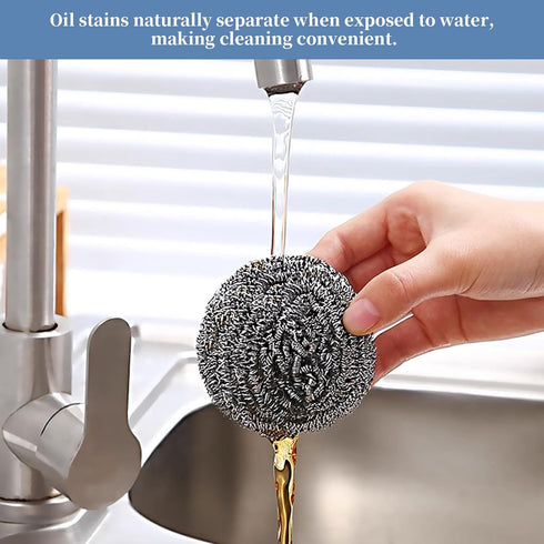 Stainless Steel Scrubber Scrubbing Scouring Pad Magic Eraser Sponges Clean Pot Pan and Broiler Rack Steel Wool for Kitchen Bathroom (6Pcs Metal Sc...