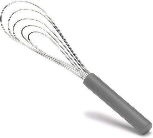 Flat Whisk Silicone Handle Non Slip 10" - 5 Wires Whisk with 10 Heads for Kitchen Cooking by Jell-Cell (Grey)...