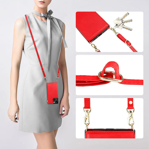 Bocasal Crossbody Wallet Case for iPhone 13 with RFID Blocking Card Slot Holder, Magnetic Flip Folio Purse Case, PU Leather Zipper Handbag with De...
