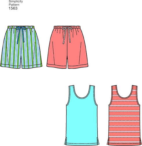 Simplicity US1563A Easy to Sew Teen's, Men's and Women's Pajama Sewing Pattern Kit, Code 1563, Sizes XS-XL...