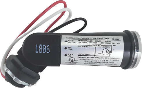 Outdoor Conduit Lighting Control with Photocell and Swivel Mount (Hardwired, Black), Photocell Light Sensor for Outdoor Lighting, Defiant Outdoor ...