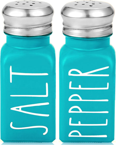 Teal Salt and Pepper Shakers Set by Brighter Barns - Turquoise Kitchen Decor & Teal Kitchen Accessories - Cute Modern Farmhouse Glass Shakers for ...