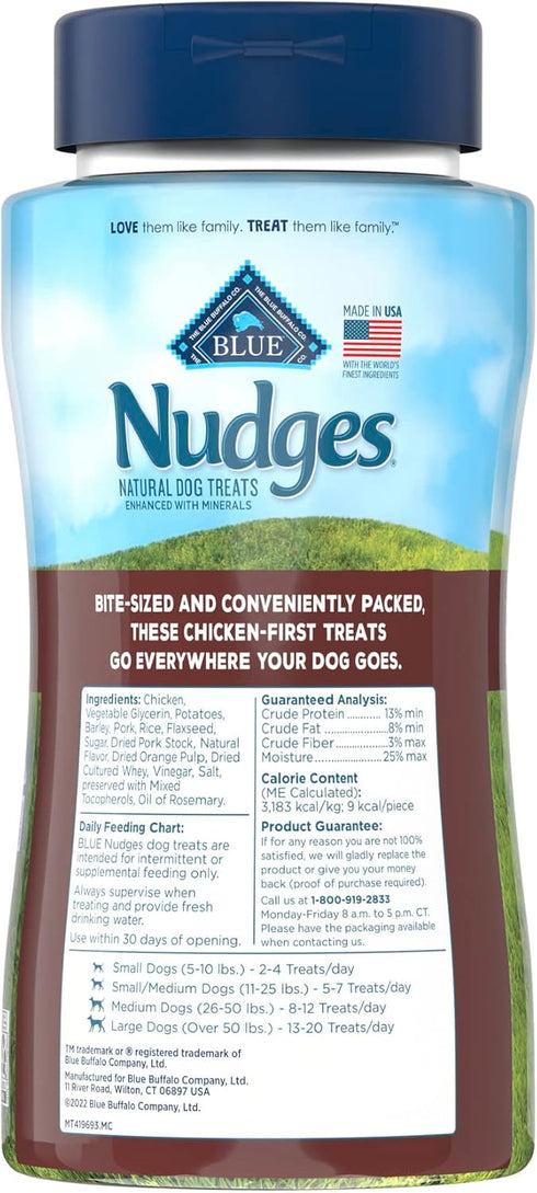 Blue Buffalo Nudges On The Go Natural Dog Treats, Chicken and Pork 5.5oz Reusable Container...