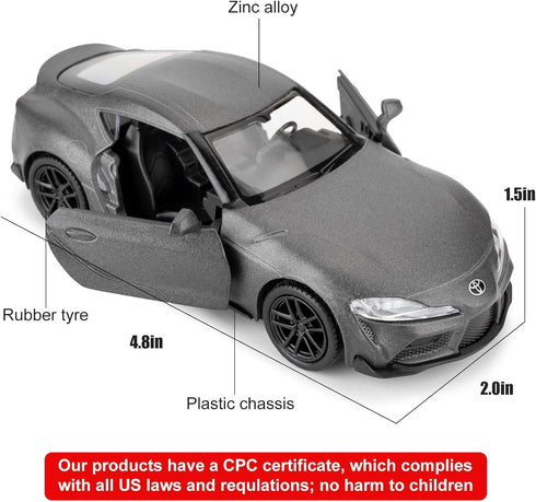 1/36 Toyota Supra Alloy Model Car with Pull Back Function Toy Car for Collecting and Decorating Model Toys, Car Gifts for Boys and Girls (Grey)...