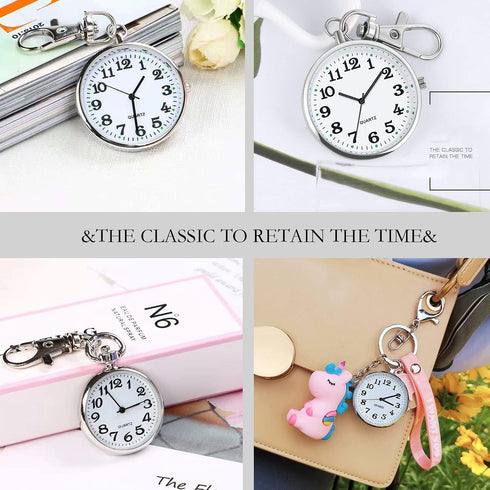 Minimalist Ultra Thin Open Face Quartz Pocket Watch with Key Buckle Unisex Portable Unisex Pocket Watch...