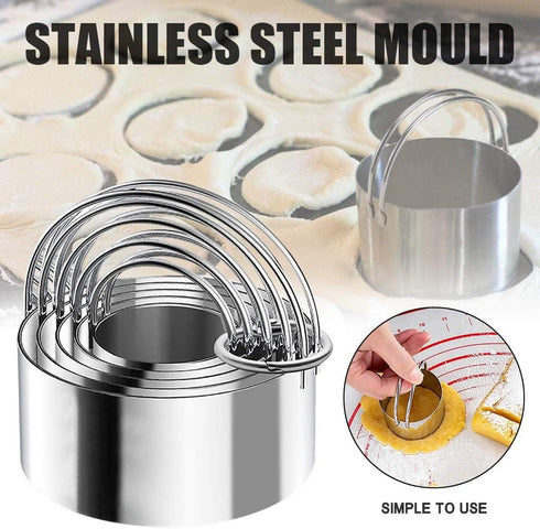 5Pcs Biscuit Cutter Set, Stainless Steel Round Cookies Cutter Fondant Cutters with Handle for Cutting Thick or Thin Dough Stainless Steel Baking T...