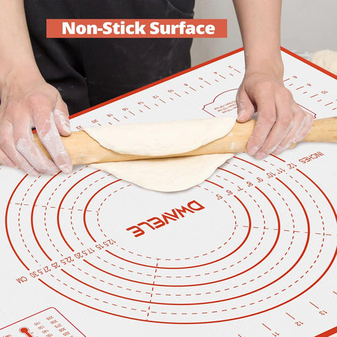 2 Pack Silicone Baking Mat, 24" x 16"Extra Thick Large Non Stick Pastry Mat Sheet for Dough Pie Crust Rolling Mats for Making Cookies Macarons Bre...