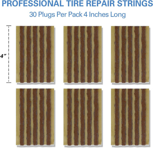 CKAuto 30pcs 4" Brown Tire Repair Strings, Automotive Tool Tire Repair Plugs for Tubeless Off-Road Tires Car, Bike, ATV, UTV, Wheelbarrow, Mower...