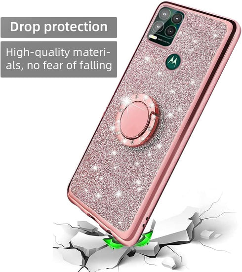 B-wishy for Moto G Stylus 5G Phone Case with Stylus Pen, Luxury Glitter Sparkles Cute Silicone TPU Case for Women Girls with Kickstand, Bling Rhin...
