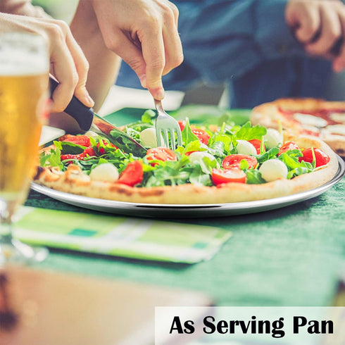 P&P CHEF Pizza Pan Bakeware for Home Kitchen, Stainless Steel Pizza Tray for Baking Pizza, Healthy & Reusable & Easy Clean, Oven & Freezer Safe, 1...