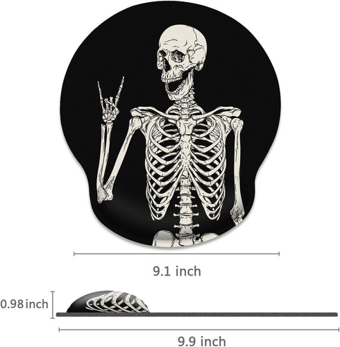 Britimes Ergonomic Mouse Pad with Wrist Support Black Human Skeleton Skull Non-Slip Rubber Base Mousepad for Home Office Gaming Working Computers ...